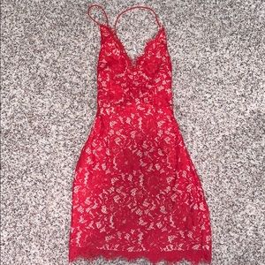 Morning Mist red lace dress